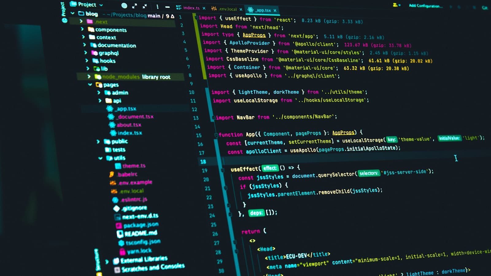 Open source software — source code open in a code editor