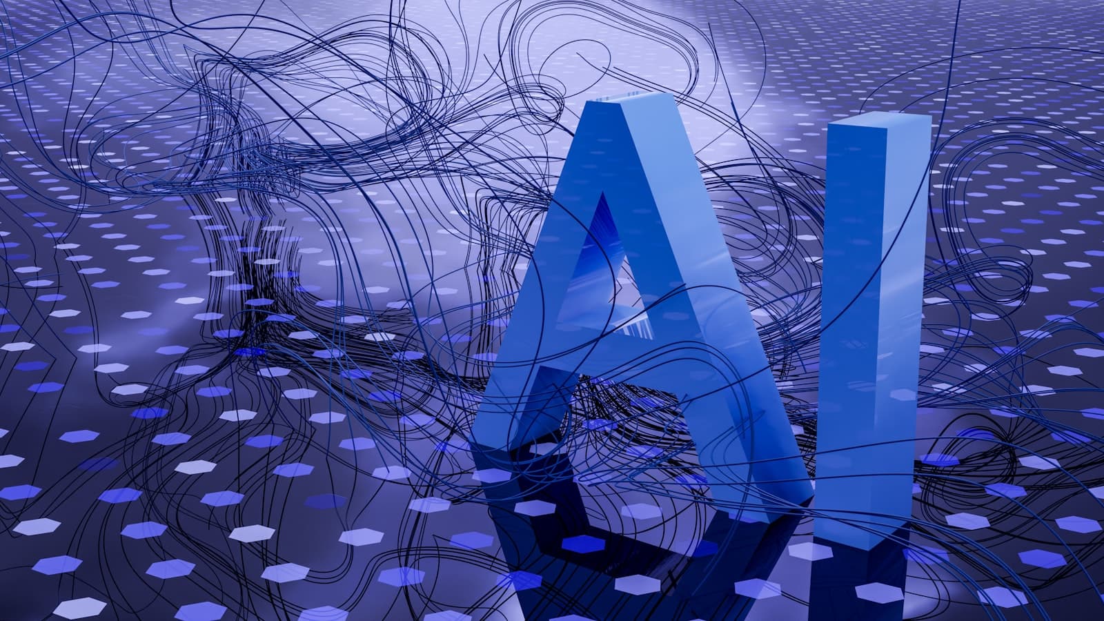 Will AI replace developers — glowing AI text on a dark background