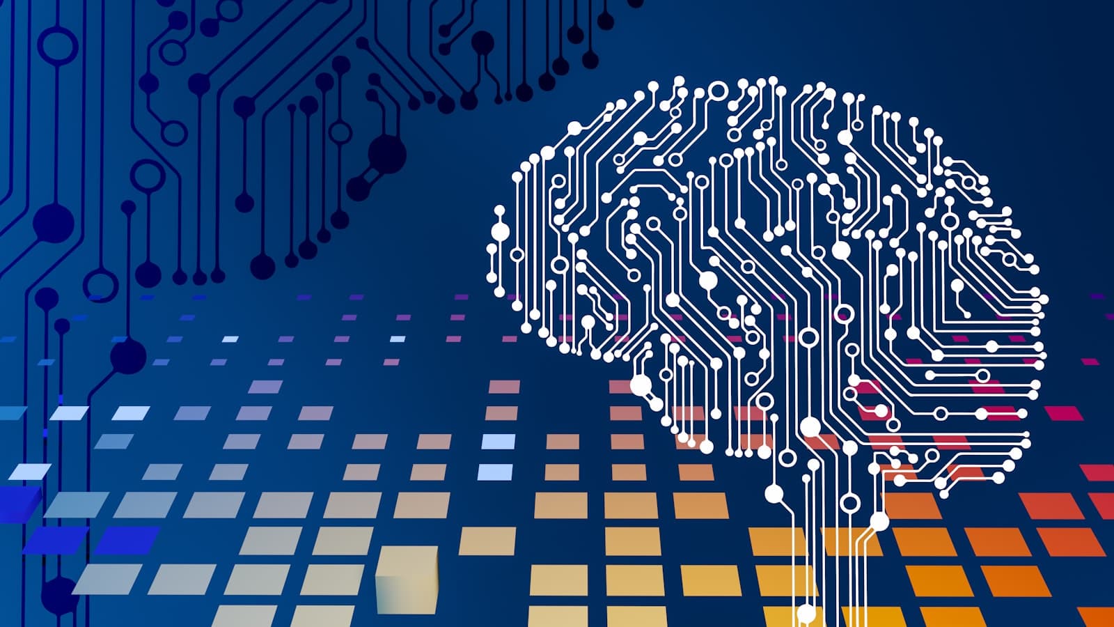 How large language models work — a circuit board shaped like a brain