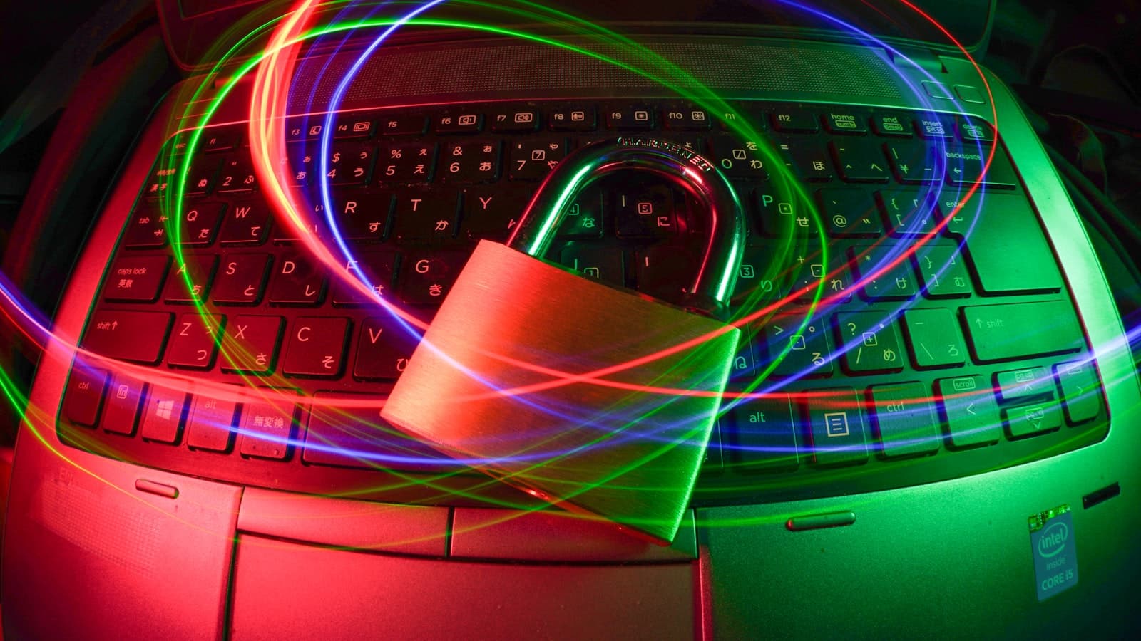 Protect yourself from phishing — a padlock on a laptop